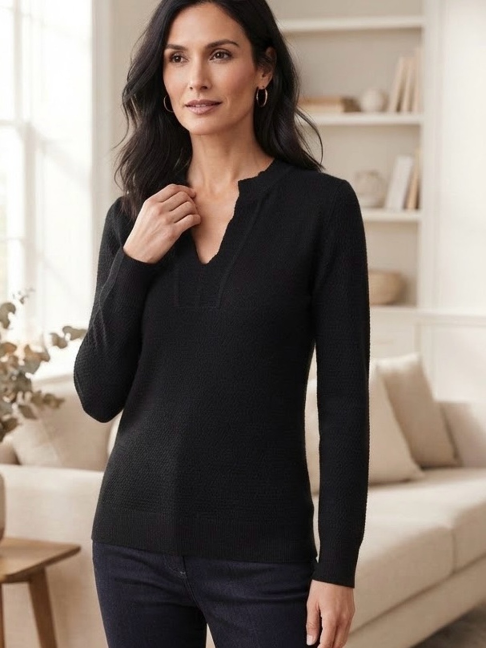 Mainbocher | Beautiful Black 100% Cashmere Long-Sleeve Sweater | Sz S